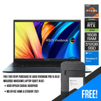 Asus Vivobook Pro 15 OLED M6500QC-MA056WS Laptop (Quiet Blue) | 15.6” 2.8K | Ryzen 7 5800H | 16GB RAM | 512GB SSD | RTX 3050 | Windows 11 Home | MS Office H&S 2021 | Asus BP1504 Casual Backpack