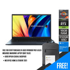 ASUS Vivobook Pro 15 OLED M6500QC-MA060WS Laptop (Quiet Blue) | 15.6" 2.8K | Ryzen™ 5 5600H | 16GB DDR4 | 512 GB SSD |  RTX™ 3050 | Windows 11 Home | MS Office Home & Student 2021 | Asus BP1504 Casual Backpack