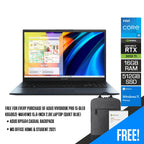 Asus Vivobook Pro 15 OLED K6500ZE-MA141WS 15.6-INCH 2.8K Laptop (Quiet Blue) | 15.6" OLED | i5-12450H | 16GB LPDDR5 | 512GB SSD | RTX™ 3050 Ti | Windows 11 Home | MS Office Home & Student 2021 + ASUS BP1504 Casual Backpack