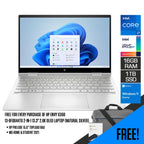 HP ENVY X360 13-BF0044TU 2-IN-1 LAPTOP (NATURAL SILVER) | 13.3" 2.8k OLED | i7-1250U | 16GB RAM DDR4 | 1TB SSD | Iris Xe Graphics | Windows 11 |MS Office H&S 2021 | HP Prelude 15.6" Topload Bag