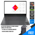 HP Omen 16-N0081AX Gaming Laptop (Mica Silver) | 16.1” QHD IPS (2560 x 1440) | Ryzen™ 7 6800H | 16GB RAM | 512GB SSD | RTX 3060 | Windows 11 Home |  MS Office Home & Student 2021 | HP Travel 18L 15.6 Backpack (Iron Grey)