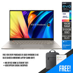 Asus Vivobook S 14X OLED S5402ZA-M9189WS Laptop (Sand Grey) | 14.5" (2880 x 1800) | i5 12500H | 16GB RAM DDR4 | 512 GB SSD | Intel Iris Xe Graphics | Windows 11 Home | MS Office Home & Student 2021 | Asus BP1504 Casual Backpack
