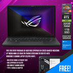 Asus ROG Zephyrus G14 (2023) GA402XI-NC033WS Gaming Laptop (Eclipse Gray) | 14" WQXGA Mini LED 165HZ | R9 7940HS | 32GB RAM | 1TB SSD | RTX 4070 | Win 11 Home | MS Office H & S 2021 | ROG Zephyrus G14 Sleeve | ROG Impact Gaming Mouse | Type-C Adapter