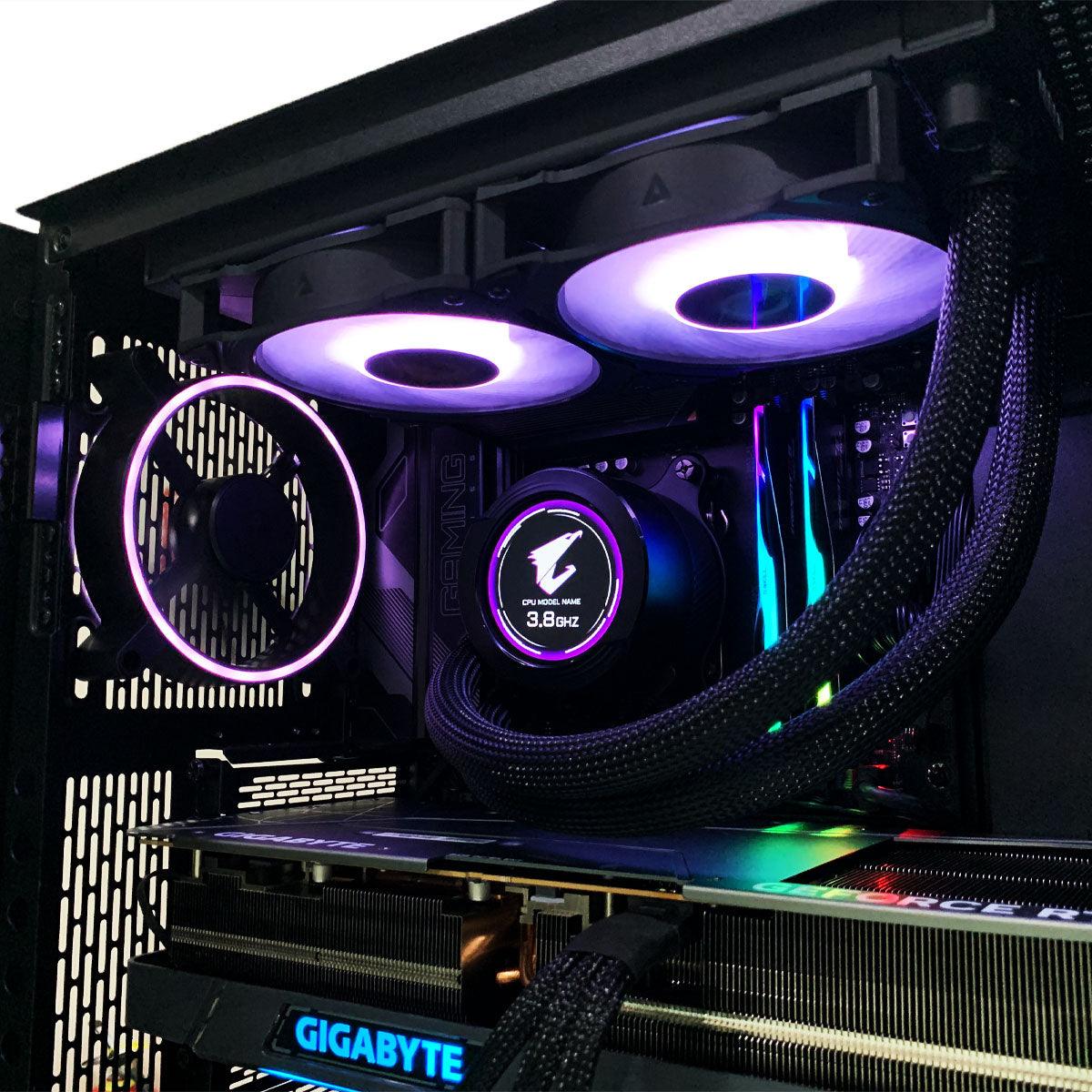 Ultra Razer Tomahawk gaming desktop in a black mid-tower case with green Razer logo, visible RGB fans, GeForce RTX 4080, 32GB RAM, 1TB SSD, 1TB HDD, and Windows 11 Home callouts