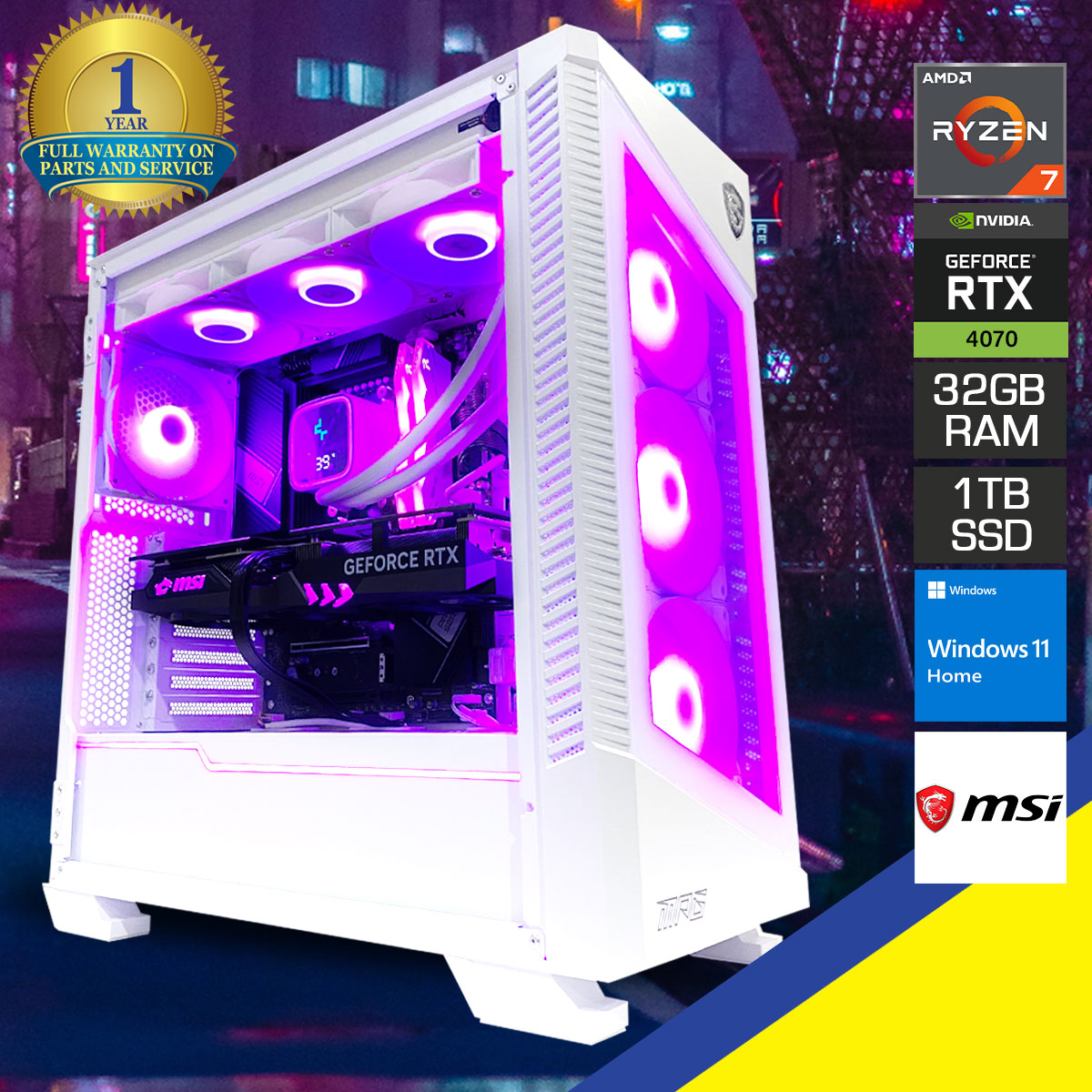 VELOX 100R Gaming Desktop PC – Ryzen 7 7700X, RTX 4070, 32GB DDR5