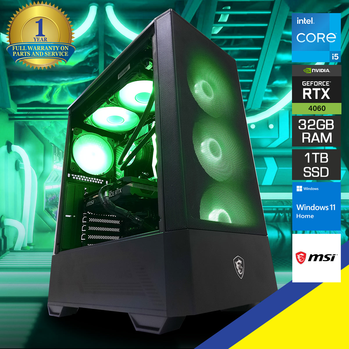 Aurora Forge 112R Gaming Desktop PC, i5-14600KF, 32GB DDR5, 1TB NVMe SSD, RTX 4060