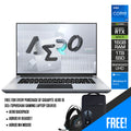 Gigabyte Aero 16 XE5-73PH934AH Gaming Laptop (Silver) | 16” UHD (3840x2400) | i7-12700H | 16GB DDR5 | 1TB SSD | RTX 3070Ti | Windows 11 Home | Aero Backpack | Aorus M4 Mouse | Aorus H1 Headset