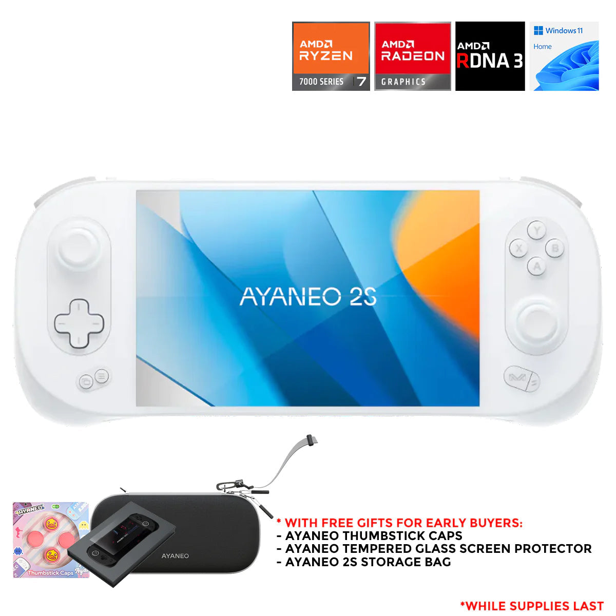 Ayaneo 2S AMD Ryzen 7 7840U 32GB RAM 2TB SSD Handheld PC Gaming Console (Sky White)