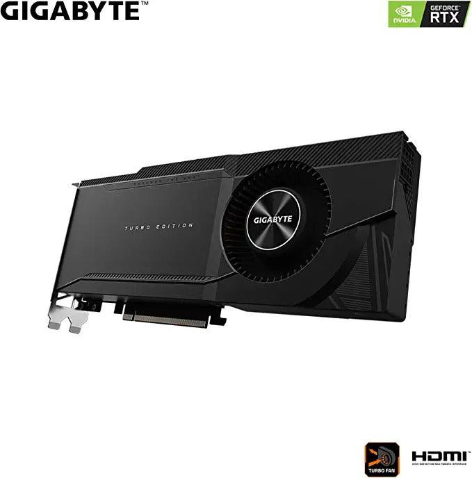 Gaming setup featuring Gigabyte GP-G24F-AP 24” monitor displaying high-res game