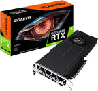 Complete Gigabyte RTX 3090 Turbo 24G GPU angled view highlighting overall design and ports