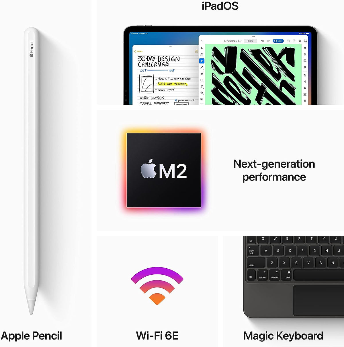 iPad Pro M2 256GB tablet front facing with Apple logo visible on Space Grey back