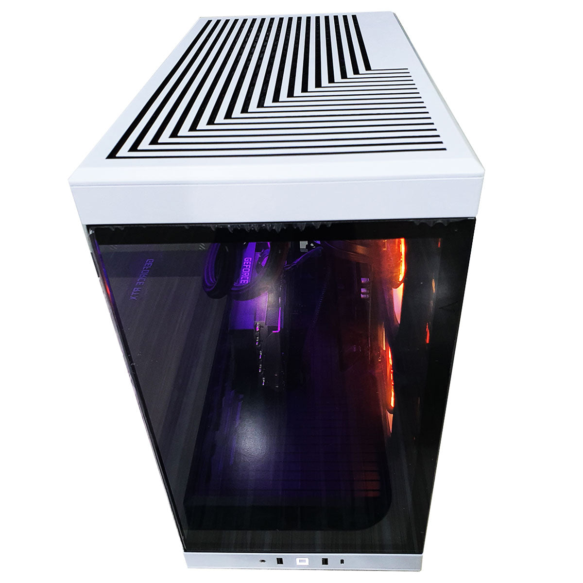 Optima Y40 Gaming Desktop rear ports including USB, Ethernet, and audio connections