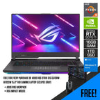 Asus ROG Strix G15 G513RW-HF033W Gaming Laptop (Eclipse Gray) | 15.6” FHD | Ryzen™ 9 6900HX | 16GB RAM DDR5 | 1TB M.2 SSD | RTX™ 3070 Ti | Windows 11 Home | MS Office Home & Student 2021 | ROG Backpack
