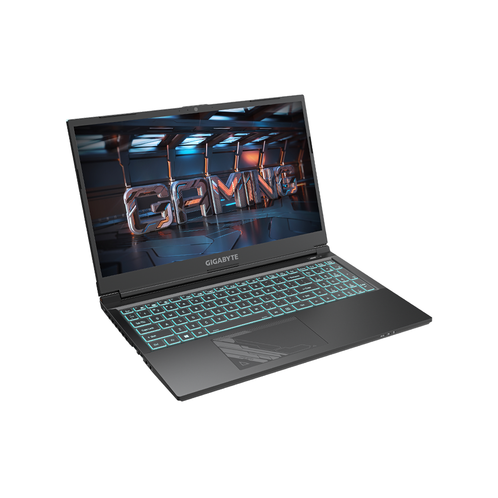 Gigabyte G5 KF5 15.6-inch gaming laptop with Intel Core i7, GeForce RTX 4060, 144Hz FHD display, illuminated full-size keyboard, and included Gigabyte GBP57S gaming backpack