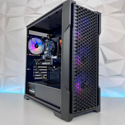 Ryvenit Gaming Desktop PC Ryzen 5 7600 front view with RGB-lit chassis