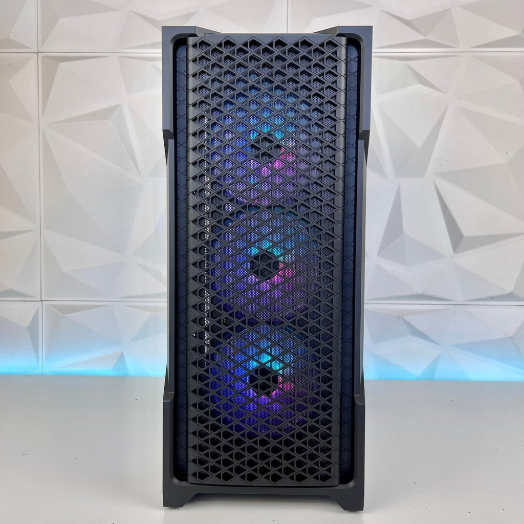 Ryvenit prebuilt gaming PC back panel with connectivity ports and RTX series graphics card