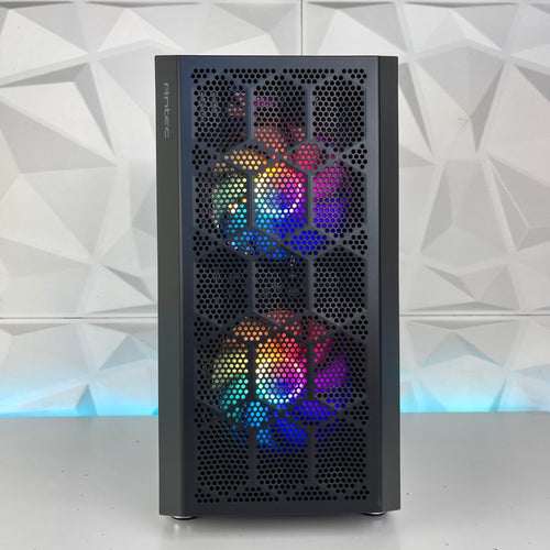 IGaming Ryzen 5 5600 gaming PC side view showing RTX 4070 Super GPU and Dark Phantom NX200M case details