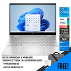 HP Envy X360 13-BF0045TU 13.3”  WUXGA 2-IN-1 Laptop (Natural Silver) + MS Office H&S 2021 + HP Prelude 15.6”  Topload Bag