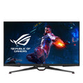 Front view of ASUS ROG Swift PG38UQ 38-inch 4K UHD gaming monitor with slim black bezels and angular desktop stand