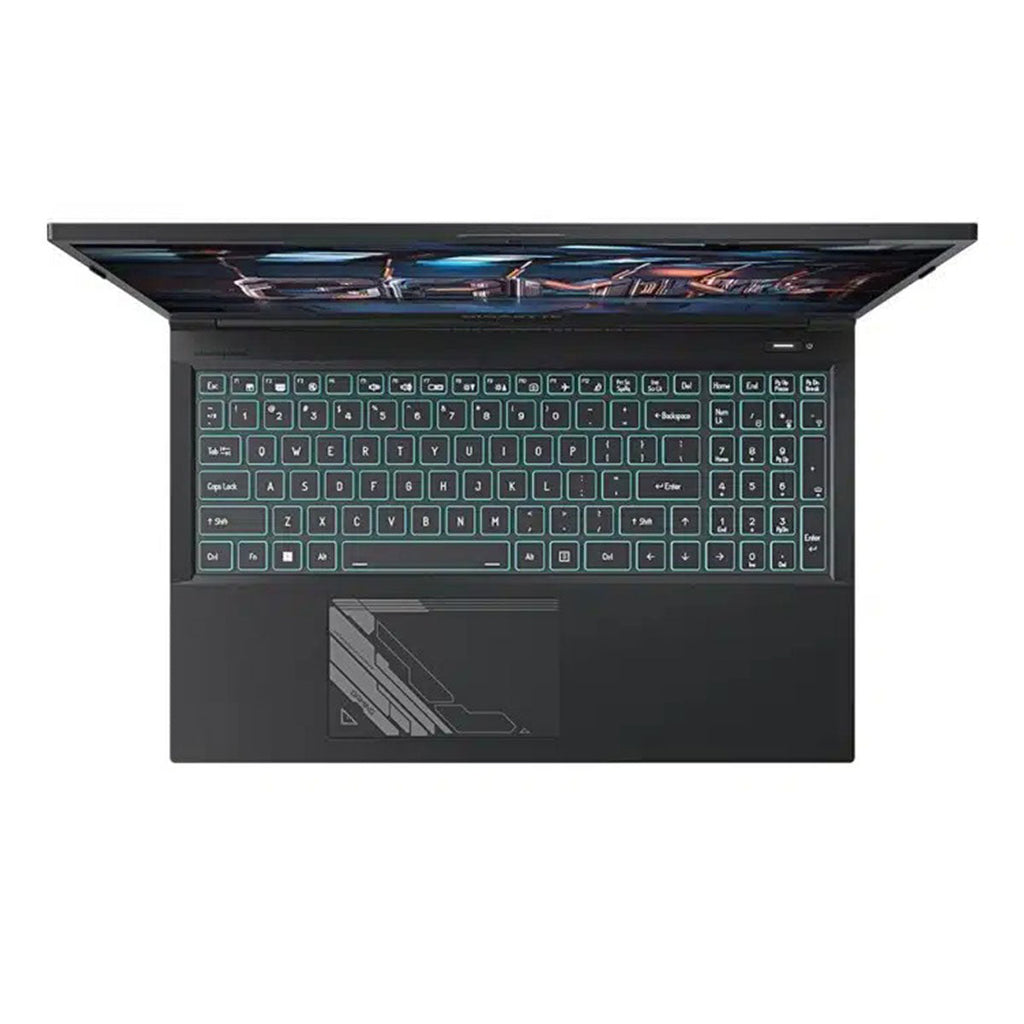 Gigabyte G5 KF5 15.6-inch gaming laptop with Intel Core i7, GeForce RTX 4060, 144Hz FHD display, illuminated full-size keyboard, and included Gigabyte GBP57S gaming backpack