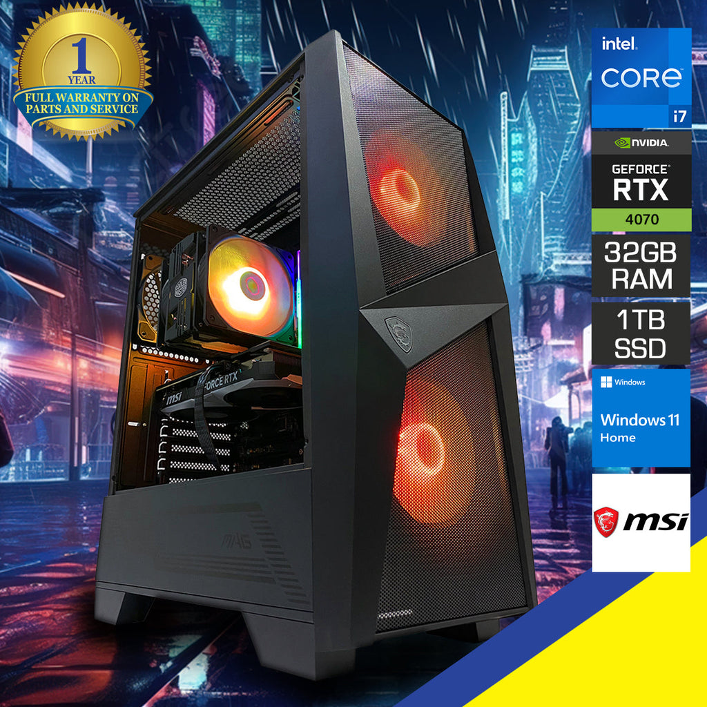 Forge 100R Gaming PC, i7-13700F, RTX 4070, 32GB RAM, 1TB SSD