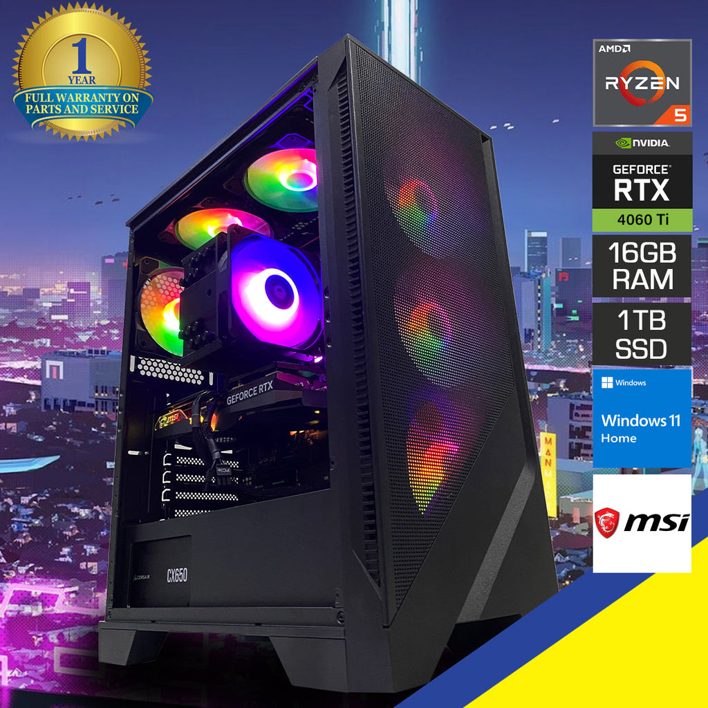 Aurora Forge 120A Gaming PC – Ryzen 5 7500F, RTX 4060 Ti, 16GB RAM, 1TB SSD