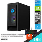 Black Lenovo Legion T5 gaming desktop tower with RGB keyboard and mouse combo